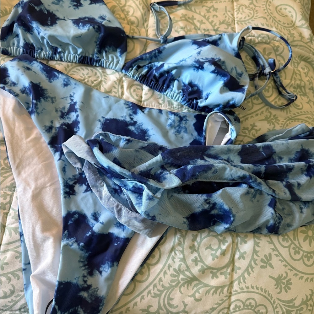Blue Tie-Dye Bikini Set